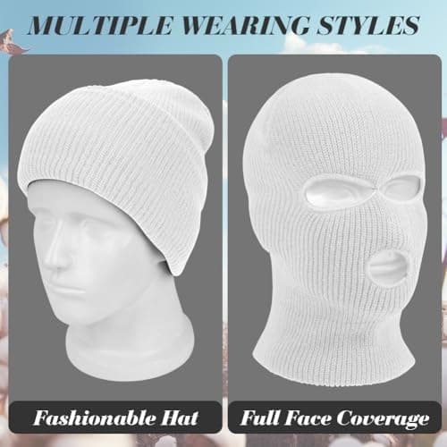 HAGOT 3 Hole Full Face Balaclava, Winter Knitted Balaclava, Ski Face Cover Unisex, Full Facecover for Outdoor Sports — view 4