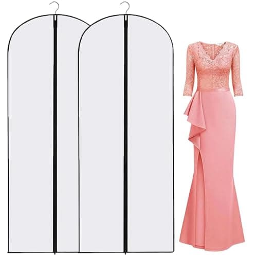 2-Pack Extra Long Garment Bags (180cm) | Clear View Hanging Covers for Wedding Dresses, Gowns & Coats | Dust & Water Resistant