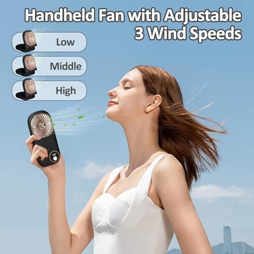 wokdsbl Rechargeable Handheld Fan Folding Mini Fan 3000mAh Black — view 2