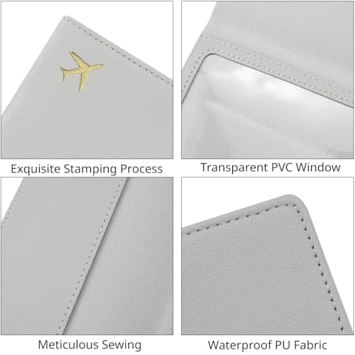 ILIYAH PU Leather Passport Holder Cover for Women Men Credit Cards Boarding Passes Travel Wallet Case(Grey) — view 4