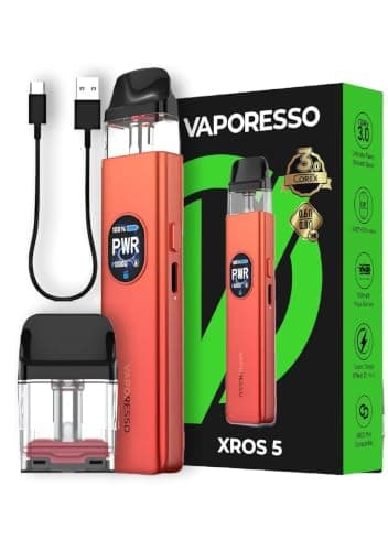 VAPORESSO XROS 5 [Coral Red] Vape Pod Kit, Refillable 2ml, No Nicotine