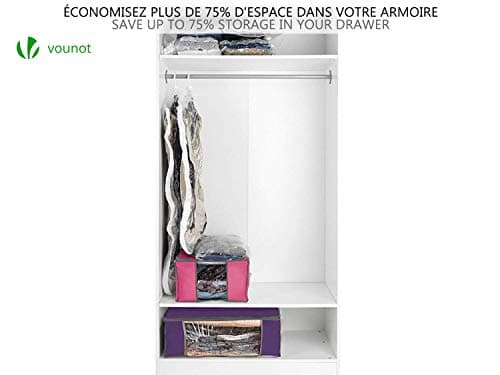 VOUNOT Set of 4 vacuum storage bag Large Capacity XXL | 4 Vacuum bags with 4 storage boxes | 2 small model 154L and 2 large models 484L | Compression Bag- Compression box, Multi-coloured — view 5