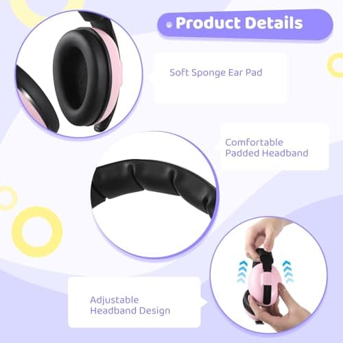 SWEWARM 12 Pcs Noise Cancelling Earmuffs for Little Ones, Hearing Protection Headphones, Adjustable Headband, Soft Sponge Cushions, Sleep Study Travel Use — view 3