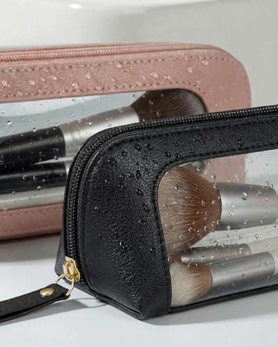 LETGO Clear Makeup Bags, TSA Approved Toiletry Bag with Zipper, Makeup Organizer Fit Carry-on Travel Accessories Essentials, Portable Travel Cosmetic Bags Pouch for Women Men, Chic Black, 9.25'' x 6.1 — view 5