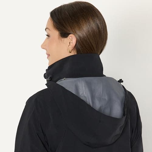 Amazon Essentials Women's Relaxed-Fit Packable Lightweight Waterproof Hooded Rain Jacket, Black, S — view 4
