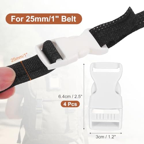 PATIKIL 4 Pcs 1" Quick Side Release Buckle Plastic Buckle Clip White — view 2