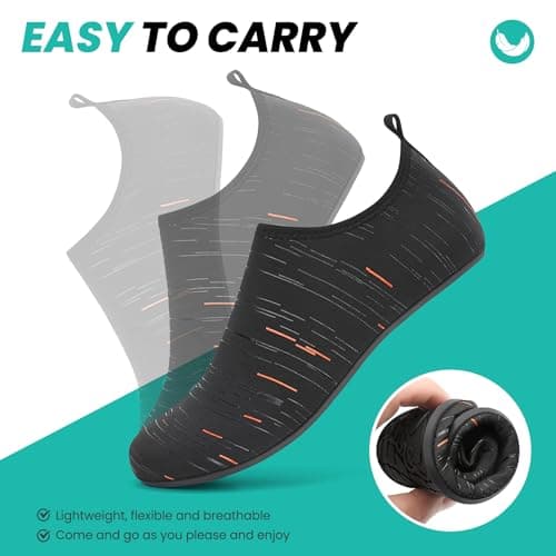sportvibe Water Shoes Beach Shoes Women Men Barefoot Lightweight Aqua Quick Dry Breathable Swim for Surfing Running Driving Pool Yoga (Black Orange,7.5 UK/41 EU) — view 2