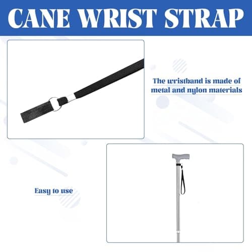 12 PCS Walking Stick Wrist Straps,Black Walking Stick Strap Wrist,Essential Wrist Loops for Walking Stick Accessories, Walking Stick Holder Wrist Strap for Enhanced Support,Gifts for Elderly — view 3