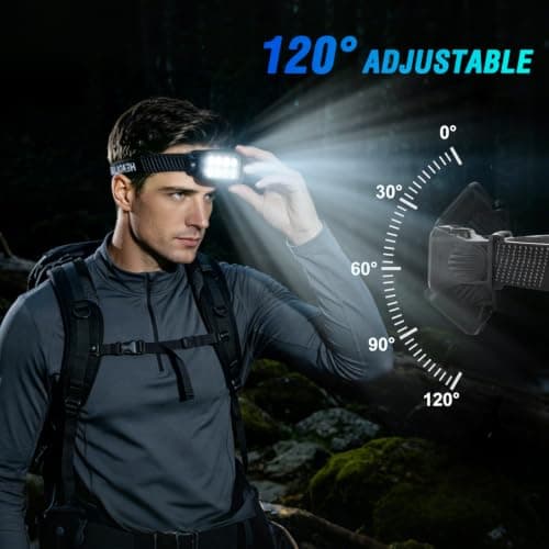 Rechargeable Head Torch 2 Pack, 8 LED 2500 Lumens Super Bright Headtorch — view 6