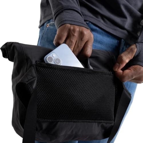 Red Original Unisex PFC-Free Waterproof Cross Body Bag - Lightweight, 100% Recycled Fabric, Practical Storage for all Weather, Walking, Boating, Cycling, Hiking, Camping, Beach (Obsidian Black, 7L) — view 6