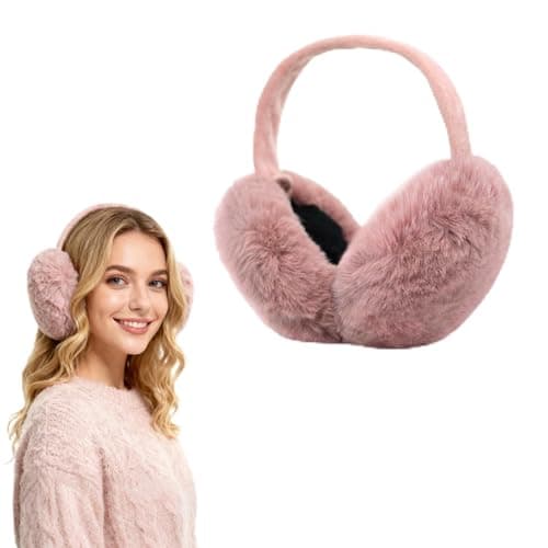 SEDEX Ear Muffs Women Girls Skiing Accessories Fluffy Foldable Adults Earmuffs Thermal Ear Warmer Protection from Wind Ladies Gift for Winter, Pink