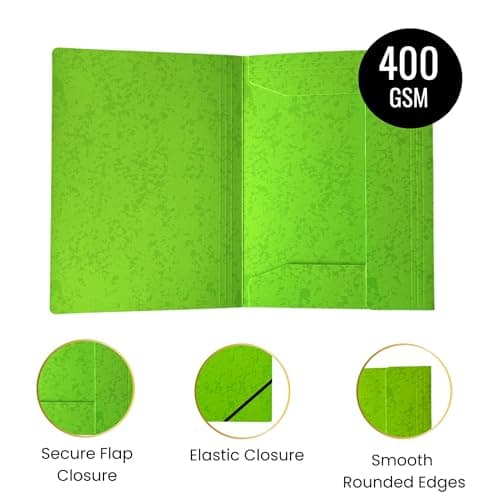 Pack of 12 A4 Assorted Colour Card 3 Flap Folders with Elastic Closure — view 3