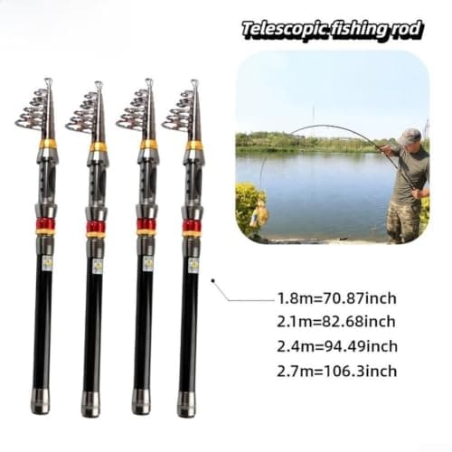 Telescopic Fishing Rod 1.8m Ultra-Light Carbon Fibre Pole with SIC Guides for Travel Freshwater Bass Trout Stalking(1.8) — view 2