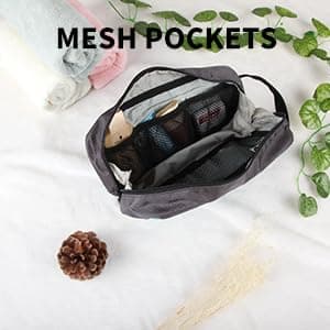 GOX Small Travel Toiletry Bag for Men, Hanging Dopp Kit Organizer with Water-Resistant Nylon, Portable Shower Toiletry Case, Turquoise/Grey, 9.8x4.3x3.4 Inch (Pack of 1), Toiletry Bag for Travel — view 5