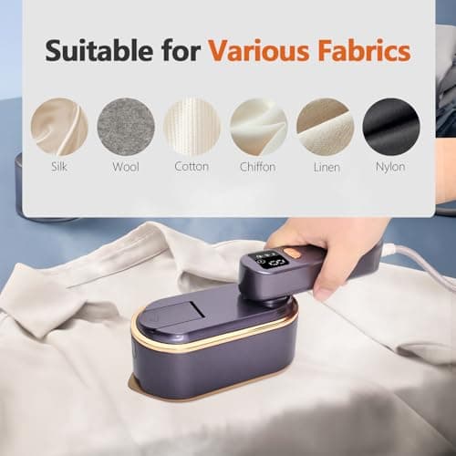 ZStarlite Travel Steamer Portable & Folding Steam Iron with LCD Screen 180°F, Handheld Clothes Steamer 1300W 150ML Steamer 10s Fast Heat-up 3 Steam Levels for Travel, Home, Office(Purple) — view 3