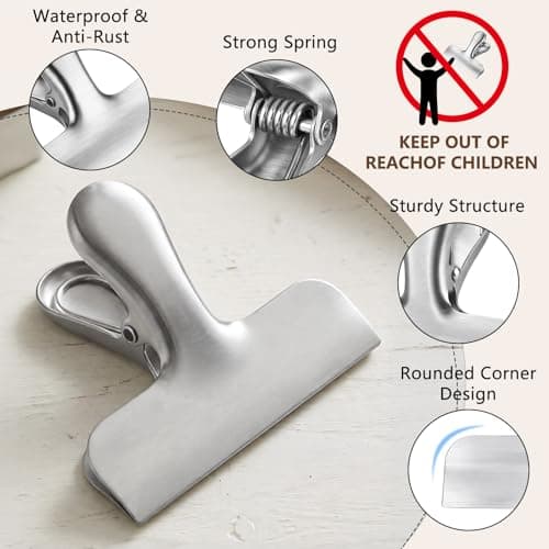OAMCEG 3-inch Heavy Stainless Steel Food Bag Clips Set - 20 Pcs — view 3