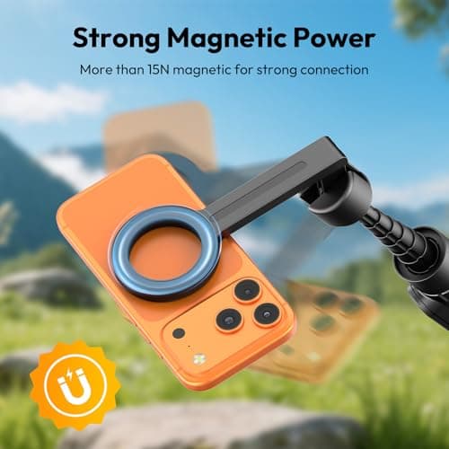 ULANZI SK26 Magnetic Phone Tripod, Retractable Selfie Stick for Vlogging | 15N Strong Magnet, One-Click Opening, Compatible with MagSafe, 200° Tilt, 10M Remote Control, Compatible with iPhone 17–12 — view 3
