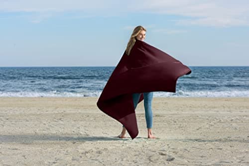 MV Sport Lightweight Sweatshirt Blanket Throw – Warm & Cozy, Breathable Oversized Fleece Knit, Couch, Bed, Travel, Cold Nights, and Outdoors – Soft Light Weight Blanket 54" x 84" Maroon — view 5