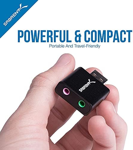 Sabrent Aluminum USB External Stereo Sound Adapter for Windows and Mac. Plug and play No drivers Needed [Black] (AU-EMCB) — view 6