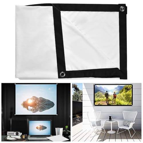 Projector Screen Portable Indoor/Outdoor Movie Theater Screen 16/9 Polyester White Soft Screens For Outdoor Camping Collapsible High Contrast Hanging Hole Grommets (72inch) — view 5