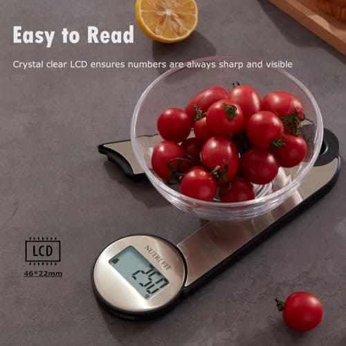 NUTRI FIT Foldable Digital Kitchen Scale, 5KG/11lbs, Silver-Black — view 4