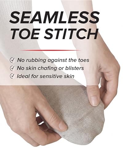 vitsocks Women's Diabetic MERINO WOOL Wide Top Gentle Grip Socks (2 PAIRS) Thermal Swollen Ankles Ladies Diabetes Feet, light beige, 6-8 uk — view 5
