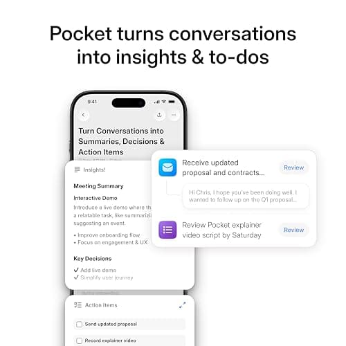 Pocket AI Voice Recorder, Auto Transcription, AI Note Taker, Space Grey — view 2