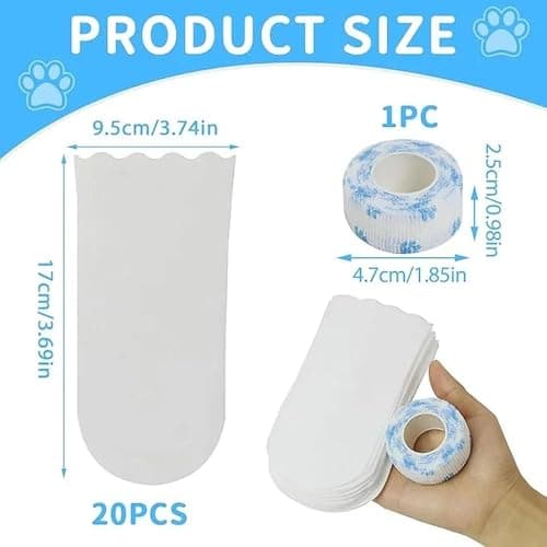 AYZDJ 20 Pairs Disposable Pet Booties - Waterproof Dog Shoes & Cat Paw Protectors for Walking, Wound Licking Prevention, Indoor/Outdoor Use, Reusable Protective Socks — view 3