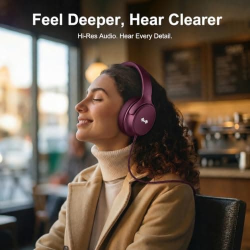 Zollexa Wired Over-Ear Headphones, Mic, 3.5mm Plug, USB-C Adapter, Red — view 5