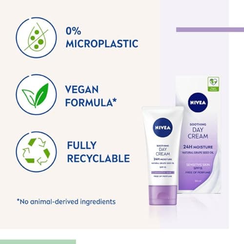 NIVEA Sensitive Day Cream, Face Cream and Moisturiser with SPF 15 for Sensitive Skin, Summer Skin Care Essentials, Sensitive Moisturising Cream, 50 ml (Pack of 1) — view 5