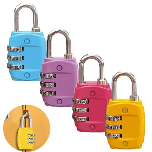 4 Pcs Luggage Locks, Small Padlocks for Suitcase, Travel Security Locks