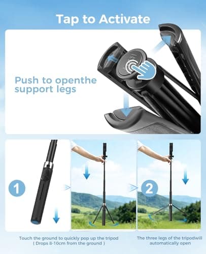 RISEOFLE 43'' Selfie Stick Tripod with Light, All-in-One Portable & Extendable Cell Phone Tripod Stand with Wireless Remote, Selfie Stick for iPhone/Samsung/Smartphone/Camera — view 4
