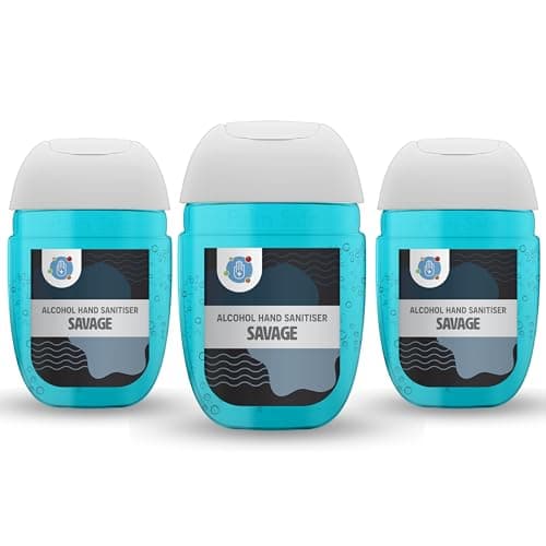 Palm Safe Savage 3 Pack Pocketbac 30ml Anti Bacterial Premium Hand Sanitiser Travel Size Refillable Clip Bottle Quick Drying Non Sticky Extra Moisturising Kills 99.9% of Viruses and Bacteria