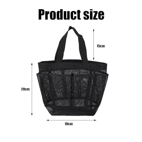 Shower Bag, Portable Mesh Shower Bag, Foldable Quick Dry Beach Bag Mesh, With 8 Pockets For, Suitable For Gyms, Travel, Shower, Swimming, Beaches, And Summer Camps, Etc(Black) — view 3