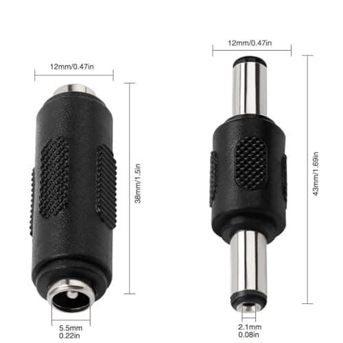 yimeizhiguang 5.5x2.1mm DC Power Coupler 12 Pcs- Secure Locking DC Male to Male & Female to Female Connector Adapter | 12V DC Power Jack Plug for CCTV Cameras, LED Strips, Laptops & Security Systems — view 2