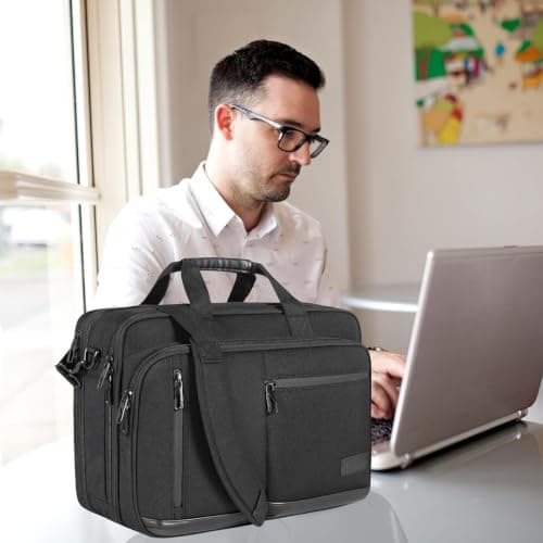 VANKEAN Laptop Briefcase Men 17 Inch Laptops Messenger Bag Travel Business — view 3