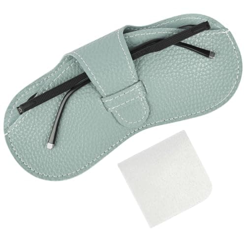 BUTBU Leather Sunglasses Case, Soft Leather Eyeglass Case, Portable Slim PU Glasses Cases, Spectacle Pouch Bag Cover, Lightweight Eyeglass Storage Bags for Women Men Travel (Mint Green)