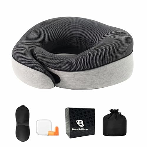 Blend & Bloom Travel Pillow for Airplane, Light Grey