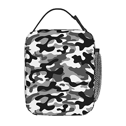 JIMOWANG Black Camo Lunch Bags Reusable Tote Lunch Box for Office Work School Picnic Camping Thermal Insulated Meal Bag — view 3