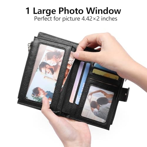 GOIACII Leather Purses for Women, Bifold Compact Womens Wallet with RFID Blocking, Medium Ladies Purse Credit Card Wallet with 16 Card Slots and Zip Coin Pocket — view 4