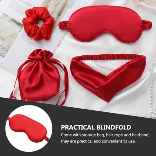 FOYTOKI Silk Sleep Mask Set 4pcs with Hair Tie and Storage Bag, Soft Sleeping Mask, Relieve Eye Fatigue and Promote Sleep, Travel Friendly Kit — view 6