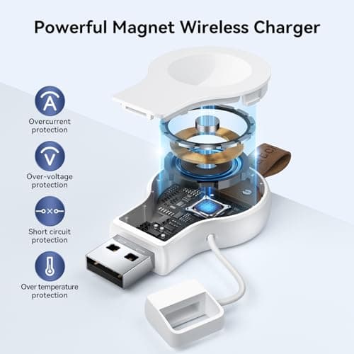 NEWDERY Wireless Charger for Apple Watch, Magnetic iWatch Charger, Portable iPhone iWatch Charger with Light Weight Fast Charging for Apple Watch Series 11/10/9/8/7/6/5/4/3/2/SE/Ultra 2 — view 4