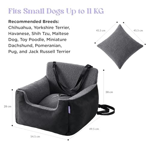 Lesure Waterproof Small Dog Booster Car Seat, 54.5x49.5x38cm, Dark Grey — view 5