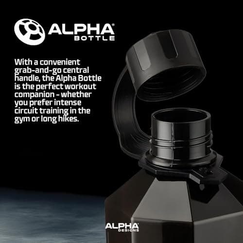 Alpha Designs 2 Litre Water Bottle 2L Large Gym Drinks Water Jug - Black — view 6