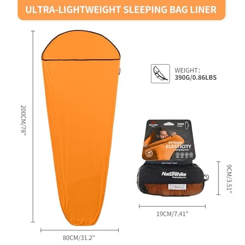 Naturehike Hut Sleeping Bag Ultralight Sleeping Bag Liner only 390g High Elasticity Travel Sleeping Bag with Small Pack Size for Backpacking, Hostels and Camping — view 3