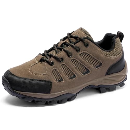 TRAILBLITZ Walking Shoes Mens Lightweight Non Slip Comfortable Hiking Boots Climbing Trekking Outdoor Camping Trainers Mesh Lining Casual Men's Lace-Ups (7 Man,Brown)