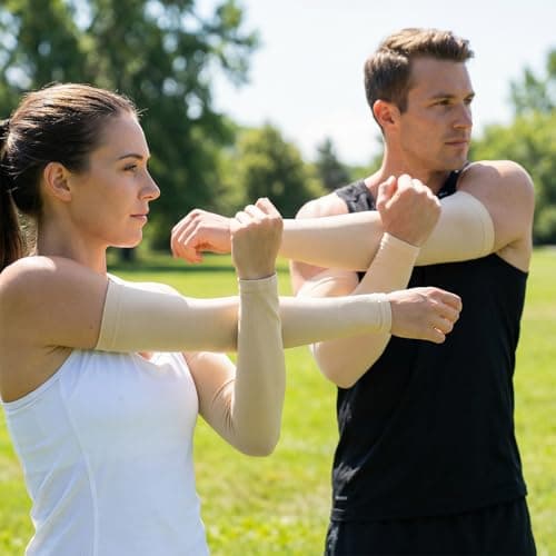 Nogeqi 2 Pair Arm Covers for Women, UV Sleeves for Men, Cooling Sun Protection Sleeves, UPF 50 Arm Compression Sleeves Men,Compression Arm Sleeve for Outdoor Work, Sports, Men & Women — view 3