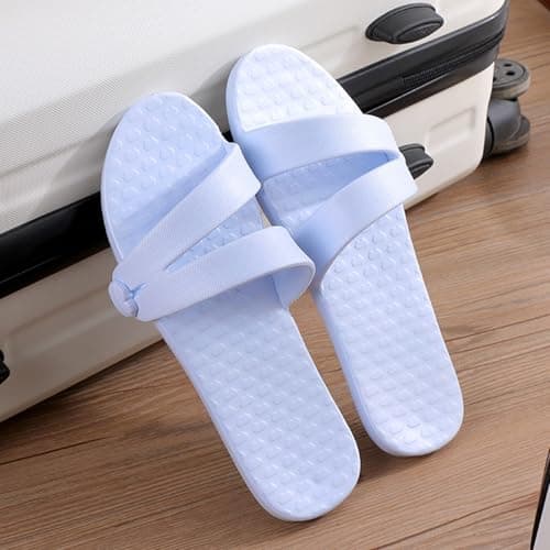Foldable Slippers for Women - Ideal for Travel, Business Trip, Hotels, Planes and More.Lightweight Travel Slippers, Waterproof and Weatherproof. Halloween Shoes Women, sky blue, 4 UK — view 2