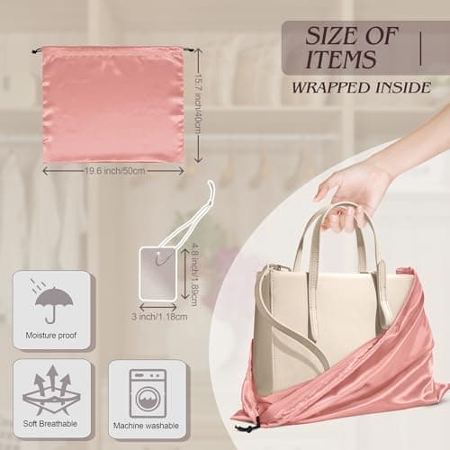 Manyshofu 7 Pcak Satin Dust Bags for Shoe Handbags Storage, Rose Gold, 19.6 x 15.7, Sotrage — view 3