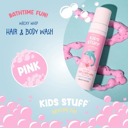 Kids Stuff Pink Wacky Whip Foaming Hair & Body Wash with Strawberry Swirl Fragrance | Dermatologically Tested Kids Hair & Body Wash | Gently Cleanses Hair & Skin | Vegan | Cruelty Free | 200ml — view 3